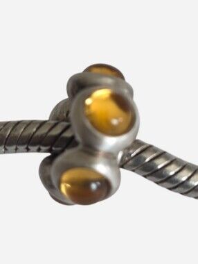 Pandora Sterling Silver Yellow Citrine Cabochon Spacer Retired